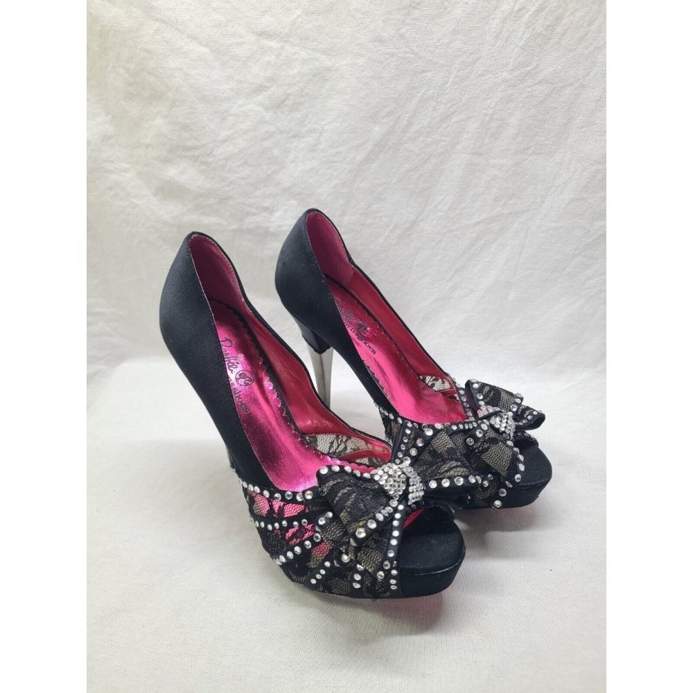 Barbie By towns shoes black Studded leather pumps With Pink Sole Size 36/US 5.5